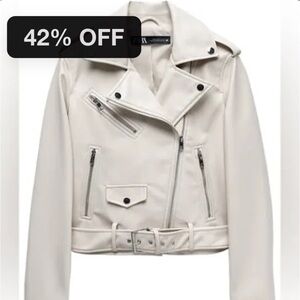 Zara tan leather jacket